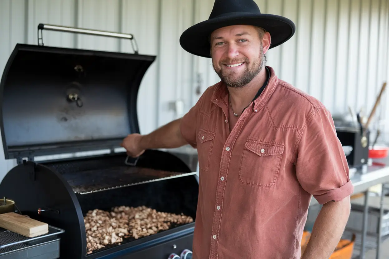 a man is maintaining the temperature for perfect bar b que