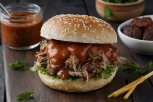 pulled pork on burger bun