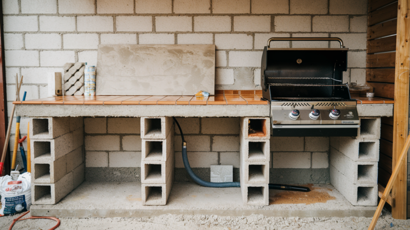 a photo of a BBQ DIY station build in progress