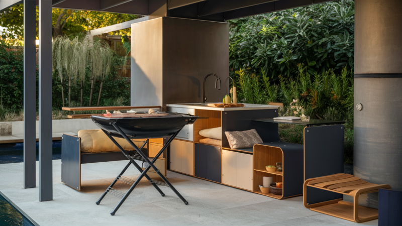 Multifunctional outdoor bbq area with storage create this with a simple bbq outdoor idea